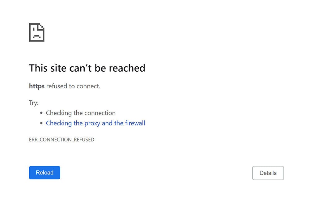 Site cant be reached